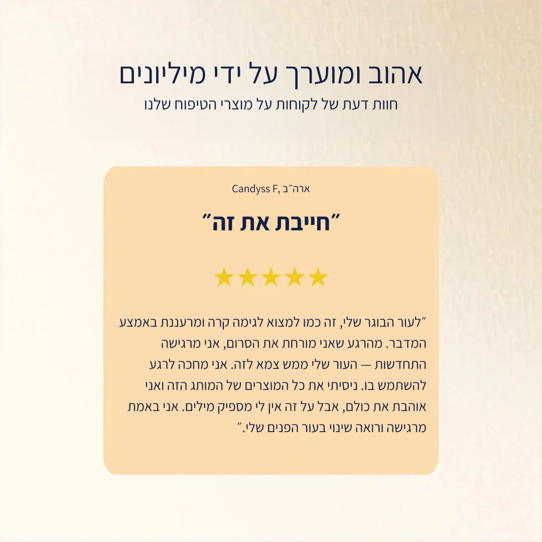 שקופית רכיבים עם תמונות של שושנת מים לבנה, אצת קלפ ולוטוס. שושנת המים מסייעת לשיפור מראה גוון העור והמרקם הכללי, אצת הקלפ מזינה את עור הצוואר בנוגדי חמצון, ולוטוס מסייע למיצוק ולשיפור מראה האזור העדין של הצוואר.