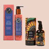 Black Gram Body Care Duo body care set by The Ayurveda Experience: Blavana Body Lotion by A. Modernica Naturalis, 6.25 fl oz (185 ml), bottle and box, and Balaayah Black Gram Body Booster by iYURA, 3.38 fl oz (100 ml), bottle and tube