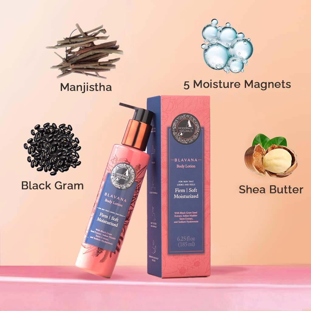 Blavana Body Lotion - Moisturizes, Softens, Firms Dry, Aging, Crepey Skin - Revolutionary Formula with Black Gram - Best Body Lotion for Mature Body Skin - With Clinically Proven Ingredients - Pack of 2 Lotion &amp; Moisturizer A Modernica Naturalis 